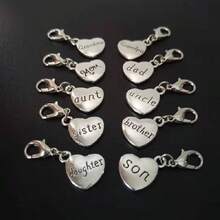 10pcs Charm Alloy Family Member Letter Heart Shape Pendant For DIY Jewelry Making Necklace Bracelet Gifts Accessories - Silver - View 3