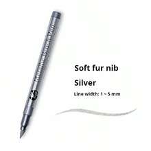 XINBIHE 1盒/12入組柔軟金屬色高亮筆,具有銀色刷毛,慶祝會計繪畫筆 - 銀色 - 查看 3