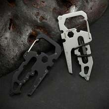 1pc Creative Octagonal Buckle Combined Multi-Functional Card Tool With Portable Ruler, Cross Screw Batch - Black - View 1