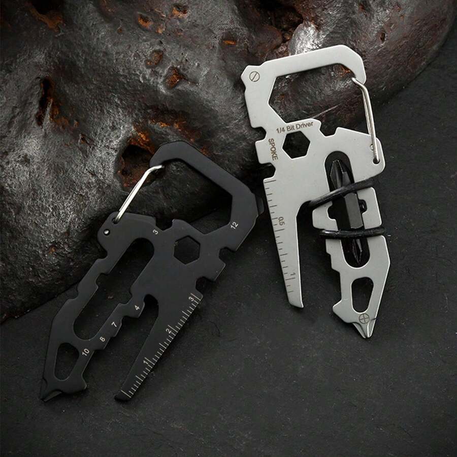 1pc Creative Octagonal Buckle Combined Multi-Functional Card Tool With Portable Ruler, Cross Screw Batch - Black - View 1