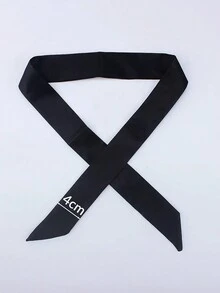 1 件装黑色丝缎窄领带腰带衬衫领带职业配饰发带韩版纯色多功能缎带窄长围巾丝缎窄领带腰带韩国时尚演出迷你围巾飘逸 - 白色 - 查看 2