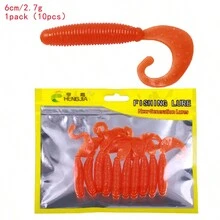 Hengjia 一包10個軟餌矽膠蝴蝶餌50mm 60mm 70mm單尾蠕蟲釣魚海釣遊動餌wobblers人工餌具 - 6# - 查看 6