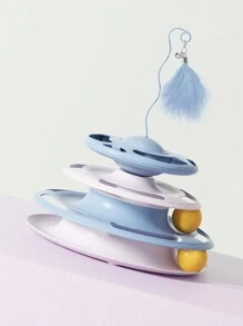 1pc Intelligent Interactive Cat Turntable Toy, Treat Dispenser For Cats Only - Blue - View 6