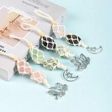 1個天然紫水晶原石月星傳輸石吊墜裝飾品，適用於車內裝飾禮品 - 彩色 - 查看 7