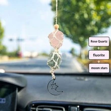 1個天然紫水晶原石月星傳輸石吊墜裝飾品，適用於車內裝飾禮品 - 彩色 - 查看 4