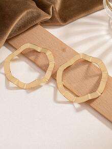 1pair Fashionable Exquisite Creative Simple Circle Design Stud Earrings With European Style, All-Match And Personalized - Gold - View 3