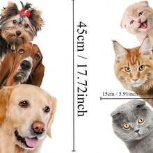 2入組3d真實貓狗壁貼,適用於客廳,臥室,門廳裝飾,創意防水壁紙 - 彩色 - 查看 2