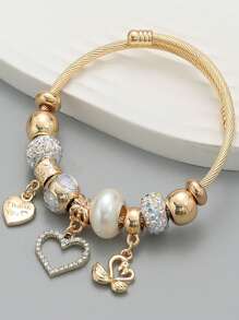 1pc Children'S European And American Style Pan Family Bracelet With Heart Shaped Lock Pendant - Multicolor - View 1