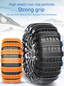 1個適用於所有車型輪胎的通用橡膠雪地鏈,防滑加厚鐵鏈不傷輪胎 - 黑色 - 查看 1