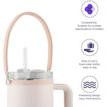 Handle Attachment For Water Bottle, Silicone Bottle Carrier With Portable Bottle Strap, Compatible With Most 8-40oz Cups - Pink - View 4