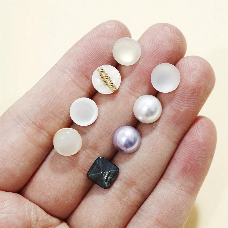 5入組/包樹脂合金自粘扣,用於diy製作服裝。男女外套、襯衫等有各種風格可選 - 白色 - 查看 1