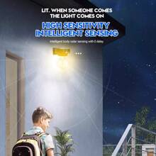 1pc Solar Powered Motion Sensor Wall Light, Waterproof & Ultra-Bright, With Tungsten Filament Bulb, For Outdoor Garden, Courtyard, Garage Lighting - Black - View 10