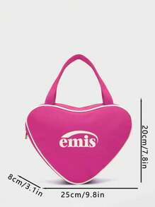 Versatile Sports Style Heart Shape Nylon Tote Bag - Pink - View 5