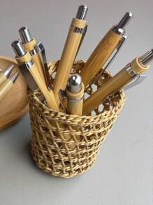 3/5/10/20 Stücke Bambus Kugelschreiber, Holzmaterial Geschenk Stift, Klick Kugelschreiber