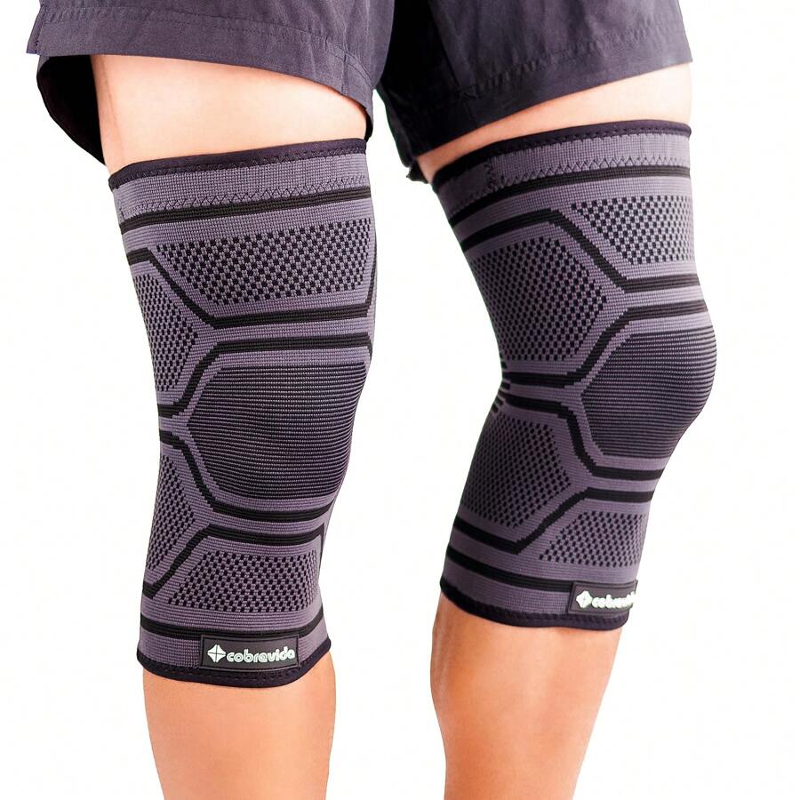 Rodillera Deportiva, Las Mejores Rodilleras Crossfit Mujer y Hombre Antideslizantes, Rodilleras Deportivas cómodas y fáciles de Poner, Rodillera de compresión estabilizadora - Gris - Ver 1