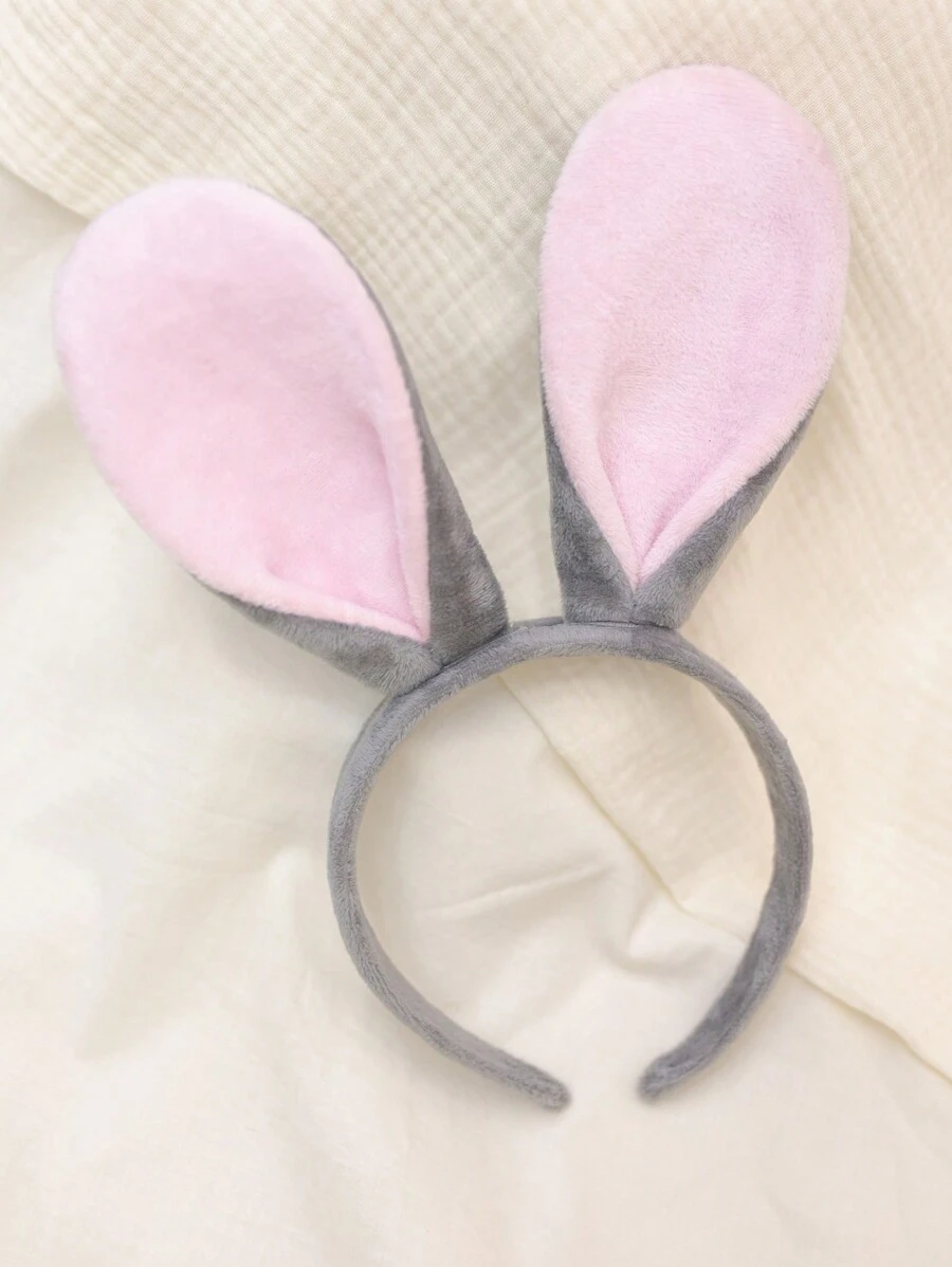 兒童灰色兔子耳朵頭帶,可愛風格大耳朵,可愛又實惠 - 灰色 - 查看 1