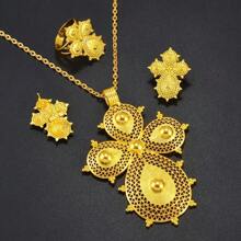 Men And Women Twisted Chain Cross Pendant, African Wedding Party, Golden  Eritrean Jewelry Gift - Yellow Gold - View 1