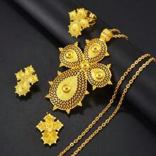 Men And Women Twisted Chain Cross Pendant, African Wedding Party, Golden  Eritrean Jewelry Gift - Yellow Gold - View 2