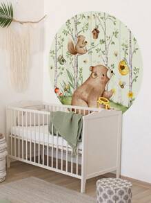 1set/3pcs Forest Cartoon Bear, Squirrel, Bee Removable Wall Stickers For Home Decor - Multicolor - View 3