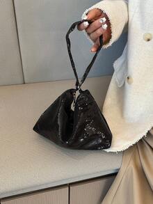 闪亮包包，时尚镶钻手提包，镶钻手包，满钻洋气腋下包，夏季网红爆款单肩包，小众晚宴包 - 黑色 - 查看 5