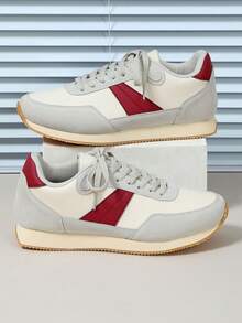 舒適、簡約、時尚的戶外步行和休閒鞋,城市風格的鞋帶設計,適合通勤、健身和旅行。圓頭、低調、彩色區塊設計,多功能,適合作為假日禮物,男士運動鞋 - 彩色 - 查看 4