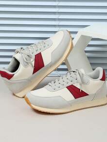 舒適、簡約、時尚的戶外步行和休閒鞋,城市風格的鞋帶設計,適合通勤、健身和旅行。圓頭、低調、彩色區塊設計,多功能,適合作為假日禮物,男士運動鞋 - 彩色 - 查看 1