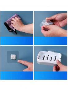 1pc Double Layer Drainage Soap Dish/Holder Without Punching - Grey - View 5