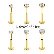 CIZME Juego De 6 Piezas De Anillos Para La Nariz Sin Rosca De 20g 18g 16g, Espárragos Hipoalergénicos Con Espalda Plana Para Perforación De Nariz Y Oreja De Cartílago Con Diamantes De 2mm, 3mm Y 4mm Para Hombres Y Mujeres Con Longitudes De 6 Mm, 7mm, 8mm