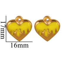 2pcs 304 Stainless Steel 18k Gold Plated Enamel Heart Pendant Earrings Women Daily Wear DIY Jewelry Accessories Necklace Pendant Bracelet Earrings - Pendant - View 7