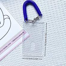 1pc Random Color Acrylic Spring Wristband Cardholder With Candy-Colored Keychain For Work Id, Student Id And Meal Card - Multicolor - View 7