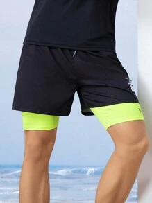 361degree 2-1 Beach Shorts For Men With Pockets, Swimming,Sufing,Outdoor Actives,Daily Wearing,One Or Two Size Larger Is More Recommended - Green - View 5