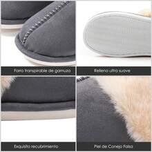 Pantuflas Zapatillas Chanclas Multicolor de Dormitorio para Mujeres, Sandalias cruzadas suaves casuales de Moda para el invierno en casa, dormitorio, oficina, Regalo Ideal Para Mujeres, Madre, Novia, Esposa - Gris - Ver 5