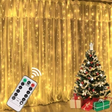 Guirnalda de luces LED con cortina USB, luces de cadena decorativas de hadas para Navidad, decoración navideña, decoración de boda, luces navideñas para exteriores