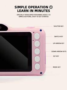 3.5-Inch High-Definition Large Screen Digital Camera, Mini Camera, Video Recording, USB Data Cable, Portable Charging, Rounded, More Comfortable And Safe Grip Experience-Pink - Pink - View 3