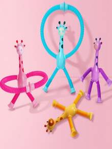 1個發光長頸鹿拉伸棒玩具拼圖卡通吸盤親子互動發洩玩具 - 藍色 - 查看 5