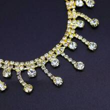 批發寬2.5cm 1碼金銀水鑽流蘇裝飾服飾時尚家居裝飾流蘇絲帶diy - 金色 - 查看 1