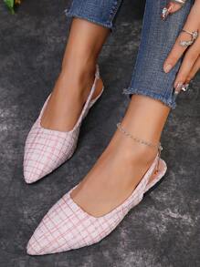 Women Vintage Buckle Sandals With Pointed Toe, Low Chunky Heel, Comfortable And Breathable Backless Slingback Shoes, French Romantic Style For Spring And Summer - Pink - View 3