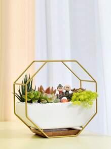 Nordic Style Modern Minimalist Geometric Wall-Mounted Iron Pot For Succulent And Cactus, Flower Arrangement Material - Black - View 4