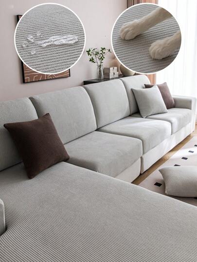 1pc Waterproof Elastic Sofa Cushion Cover, Simple Modern Style Anti-Slip Sofa Cover, Living Room Sofa Protector Suitable For L-Shaped Sofas And 1/2/3/4 Seater Sofas