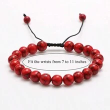 1個天然治療能量寶石水晶珠子手鍊,男女通用可調式編織彈性手鍊,虎眼石,亞馬遜石,紫晶,能量珠寶手鍊,8mm - 彩色 - 查看 5