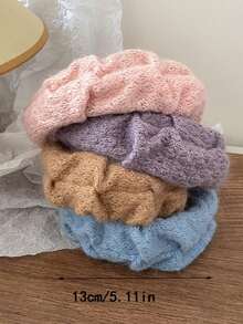 1pc Plush Winter Face Washing Headband For Women, Wide Edge Facial Mask Headband, Hair Tying Tool - Haze Blue - View 4