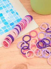 60 件迷你彩色弹性环形发带，适合日常使用和任何场合休闲马尾辫发绳 - 彩色 - 查看 9