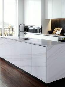 1入組大理石紋接觸紙自粘式壁紙,適用於廚房櫥櫃家具水泥pvc可拆卸白色 - 灰色 - 查看 6