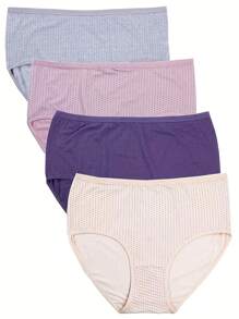 4入組大尺碼舒適透氣的圓點內衣褲 - 彩色 - 查看 2