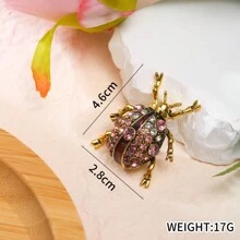 復古昆蟲形狀胸針,水鑽細節,二手,防止衣服滑動 - 金色 - 查看 3