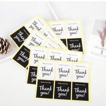 10頁黑白感謝貼紙,用於密封蛋糕店、糖果、甜點包裝,禮品包裝信封封口貼紙 - 黑與白 - 查看 1