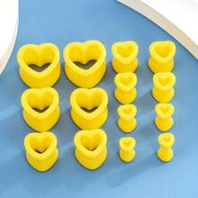 14pcs Acrylic Heart Shaped Ear Stretching Jewelry, Multicolor, Suitable For Women's Daily Wear - Heart-shaped - View 14