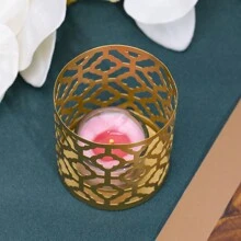 Golden Iron Art Candle Holder With Aromatherapy Candle Cup, Creative Home Decoration Ornaments - B - View 1