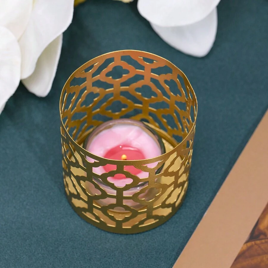 Golden Iron Art Candle Holder With Aromatherapy Candle Cup, Creative Home Decoration Ornaments - B - View 1