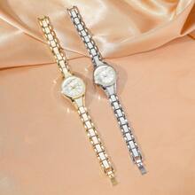 簡約時尚三葉草表盤不鏽鋼石英手錶 - 金色 - 查看 2